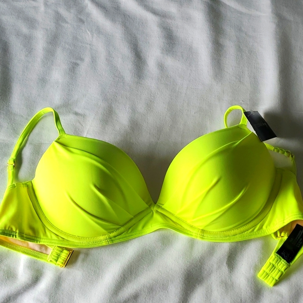 Neon yellow push up bikini top